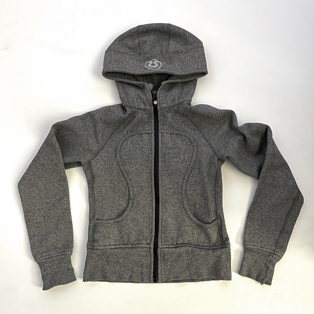 Lululemon Women’s XS Grey Scuba Full-Zip Hoodie | Signature Athletica | Ribbed P